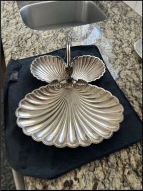 Large Silver Shell-Shaped Tray